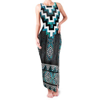 Paua Shell Taniko Pattern Aotearoa Family Matching Tank Maxi Dress and Hawaiian Shirt Niho Taniwha Mix Poutama
