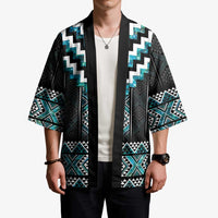 Paua Shell Taniko Pattern Aotearoa Kimono Niho Taniwha Mix Poutama - Polynesian Pride