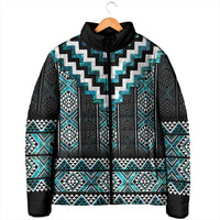 Paua Shell Taniko Pattern Aotearoa Padded Jacket Niho Taniwha Mix Poutama - Polynesian Pride
