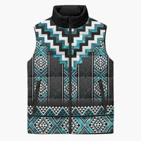 Paua Shell Taniko Pattern Aotearoa Sleeveless Puffer Jacket Niho Taniwha Mix Poutama - Polynesian Pride