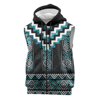 Paua Shell Taniko Pattern Aotearoa Sleeveless Zip Hoodie Niho Taniwha Mix Poutama - Polynesian Pride