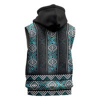 Paua Shell Taniko Pattern Aotearoa Sleeveless Zip Hoodie Niho Taniwha Mix Poutama - Polynesian Pride