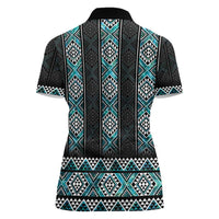 Paua Shell Taniko Pattern Aotearoa Women Polo Shirt Niho Taniwha Mix Poutama LT14 - Polynesian Pride