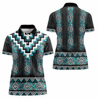 Paua Shell Taniko Pattern Aotearoa Women Polo Shirt Niho Taniwha Mix Poutama LT14 - Polynesian Pride