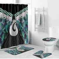 Aotearoa Korowai Motif Bathroom Set Hei Matau Poutama Maori Pattern LT14 Bathroom Set (4 pcs) Turquoise - Polynesian Pride