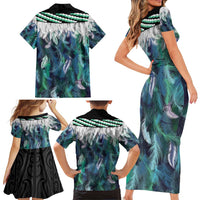 Aotearoa Korowai Motif Family Matching Short Sleeve Bodycon Dress and Hawaiian Shirt Hei Matau Poutama Maori Pattern LT14 - Polynesian Pride