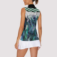 Aotearoa Korowai Motif Women Sleeveless Polo Shirt Hei Matau Poutama Maori Pattern LT14 - Polynesian Pride