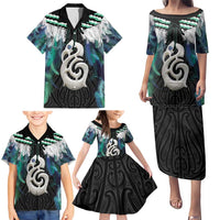 Aotearoa Korowai Motif Family Matching Puletasi and Hawaiian Shirt Hei Manaia Poutama Maori Pattern LT14 - Polynesian Pride
