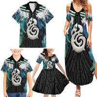 Aotearoa Korowai Motif Family Matching Summer Maxi Dress and Hawaiian Shirt Hei Manaia Poutama Maori Pattern LT14 - Polynesian Pride