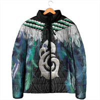 Aotearoa Korowai Motif Padded Jacket Hei Manaia Poutama Maori Pattern - Polynesian Pride