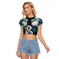 Aotearoa Korowai Motif Raglan Cropped T Shirt Hei Manaia Poutama Maori Pattern