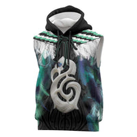 Aotearoa Korowai Motif Sleeveless Hoodie Hei Manaia Poutama Maori Pattern - Polynesian Pride