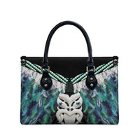 Aotearoa Korowai Motif Leather Bag Maori Wheku Poutama - Polynesian Pride