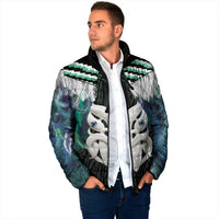 Aotearoa Korowai Motif Padded Jacket Maori Wheku Poutama - Polynesian Pride