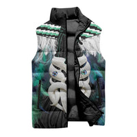 Aotearoa Korowai Motif Sleeveless Puffer Jacket Maori Wheku Poutama - Polynesian Pride