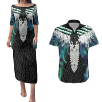 Aotearoa Korowai Motif Couples Matching Puletasi and Hawaiian Shirt Maori Tane Poutama