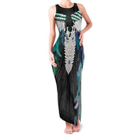 Aotearoa Korowai Motif Family Matching Tank Maxi Dress and Hawaiian Shirt Maori Tane Poutama LT14 Mom's Dress Turquoise - Polynesian Pride