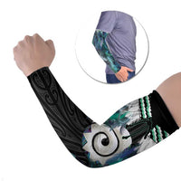 Aotearoa Korowai Motif Arm Sleeves Maori Koru Poutama LT14 Set of 2 Turquoise - Polynesian Pride