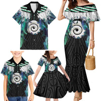 Aotearoa Korowai Motif Family Matching Mermaid Dress and Hawaiian Shirt Maori Koru Poutama LT14 - Polynesian Pride