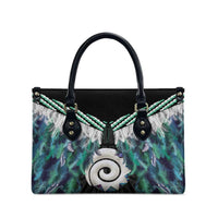 Aotearoa Korowai Motif Leather Bag Maori Koru Poutama LT14 - Polynesian Pride