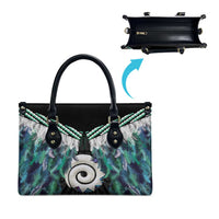 Aotearoa Korowai Motif Leather Bag Maori Koru Poutama LT14 - Polynesian Pride