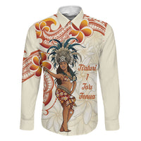 Heiva i Tahiti Family Matching Off The Shoulder Long Sleeve Dress and Hawaiian Shirt Ori Tahitian Dance Tiare Maori LT14 Dad's Shirt - Long Sleeve Beige - Polynesian Pride