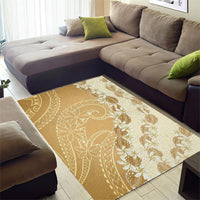 Heiva i Tahiti Area Rug Tahitian Tiare Maori Cowrie Lei Brown