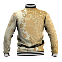 Heiva i Tahiti Baseball Jacket Tahitian Tiare Maori Cowrie Lei Brown