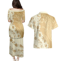Heiva i Tahiti Couples Matching Puletasi and Hawaiian Shirt Tahitian Tiare Maori Cowrie Lei Brown LT14 - Polynesian Pride