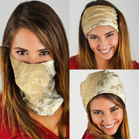 Heiva i Tahiti Neck Gaiter Tahitian Tiare Maori Cowrie Lei Brown