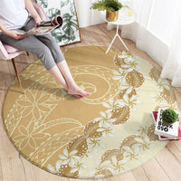 Heiva i Tahiti Round Carpet Tahitian Tiare Maori Cowrie Lei Brown