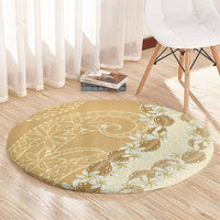Heiva i Tahiti Round Carpet Tahitian Tiare Maori Cowrie Lei Brown