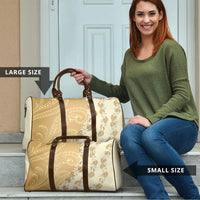 Heiva i Tahiti Travel Bag Tahitian Tiare Maori Cowrie Lei Brown