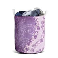 Heiva i Tahiti Laundry Basket Tahitian Tiare Maori Cowrie Lei Purple