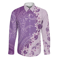 Heiva i Tahiti Family Matching Mermaid Dress and Hawaiian Shirt Tahitian Tiare Maori Cowrie Lei Purple LT14 Dad's Shirt - Long Sleeve Purple - Polynesian Pride