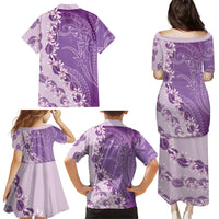 Heiva i Tahiti Family Matching Puletasi and Hawaiian Shirt Tahitian Tiare Maori Cowrie Lei Purple LT14 - Polynesian Pride