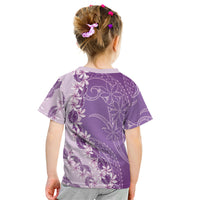 Heiva i Tahiti Kid T Shirt Tahitian Tiare Maori Cowrie Lei Purple