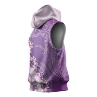 Heiva i Tahiti Sleeveless Hoodie Tahitian Tiare Maori Cowrie Lei Purple LT14 - Polynesian Pride
