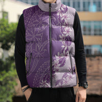 Heiva i Tahiti Sleeveless Puffer Jacket Tahitian Tiare Maori Cowrie Lei Purple