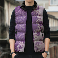 Heiva i Tahiti Sleeveless Puffer Jacket Tahitian Tiare Maori Cowrie Lei Purple