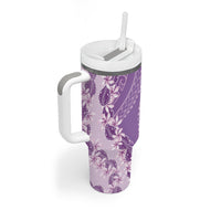 Heiva i Tahiti Tumbler With Handle Tahitian Tiare Maori Cowrie Lei Purple