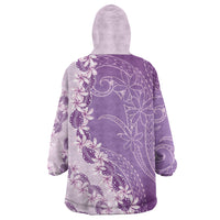 Heiva i Tahiti Wearable Blanket Hoodie Tahitian Tiare Maori Cowrie Lei Purple LT14 - Polynesian Pride