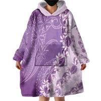 Heiva i Tahiti Wearable Blanket Hoodie Tahitian Tiare Maori Cowrie Lei Purple LT14 - Polynesian Pride