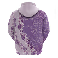 Heiva i Tahiti Zip Hoodie Tahitian Tiare Maori Cowrie Lei Purple