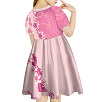 Heiva i Tahiti Kid Short Sleeve Dress Tahitian Tiare Maori Cowrie Lei Pink
