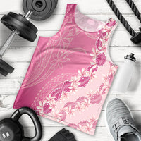 Heiva i Tahiti Men Tank Top Tahitian Tiare Maori Cowrie Lei Pink