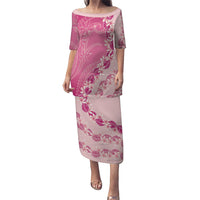 Heiva i Tahiti Puletasi Tahitian Tiare Maori Cowrie Lei Pink