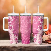 Heiva i Tahiti Tumbler With Handle Tahitian Tiare Maori Cowrie Lei Pink