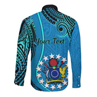 Personalised 13 March Penrhyn Island Gospel Day Long Sleeve Button Shirt Cook Islands Tribal Pattern LT14 - Polynesian Pride