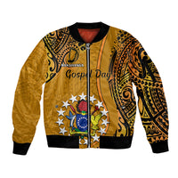 Personalised 15 August Rakahanga Island Gospel Day Sleeve Zip Bomber Jacket Cook Islands Tribal Pattern LT14 Unisex Orange - Polynesian Pride